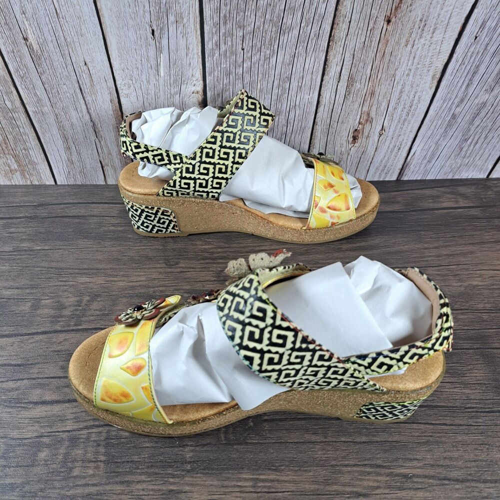 L'Artiste By Spring Step Radd Floral Cork Wedge Sandals Women's 10.5-11 EU 42 - Picture 5 of 10